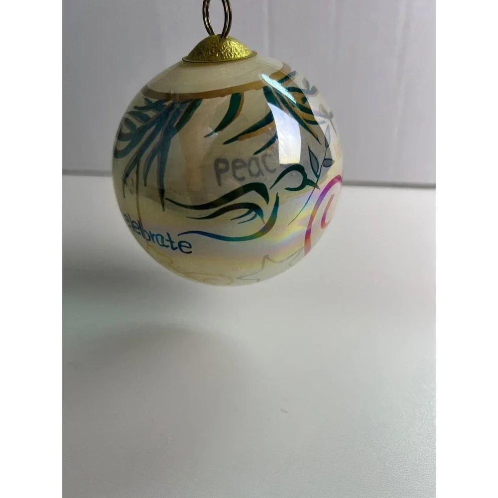 Vintage 1999 Glass Hand Painted Christmas Ornament Love Hope Peace‎